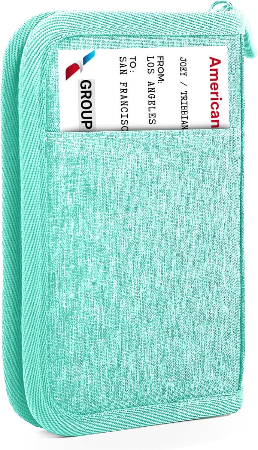 Passport Holder Family RFID Travel Document Organizer for Women Waterproof Passport Wallet Men Portable Case for Cards, Boarding Pass, ID, Money, Tickets with Zipper