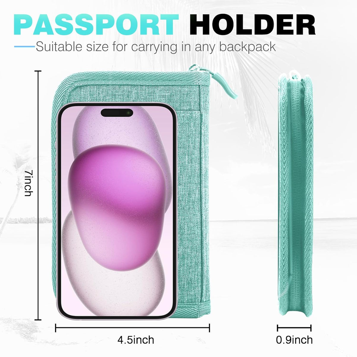 Passport Holder Family RFID Travel Document Organizer for Women Waterproof Passport Wallet Men Portable Case for Cards, Boarding Pass, ID, Money, Tickets with Zipper