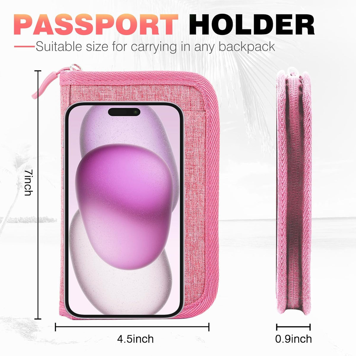 Passport Holder Family RFID Travel Document Organizer for Women Waterproof Passport Wallet Men Portable Case for Cards, Boarding Pass, ID, Money, Tickets with Zipper
