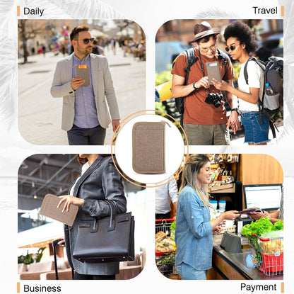 Passport Holder Family RFID Travel Document Organizer for Women Waterproof Passport Wallet Men Portable Case for Cards, Boarding Pass, ID, Money, Tickets with Zipper