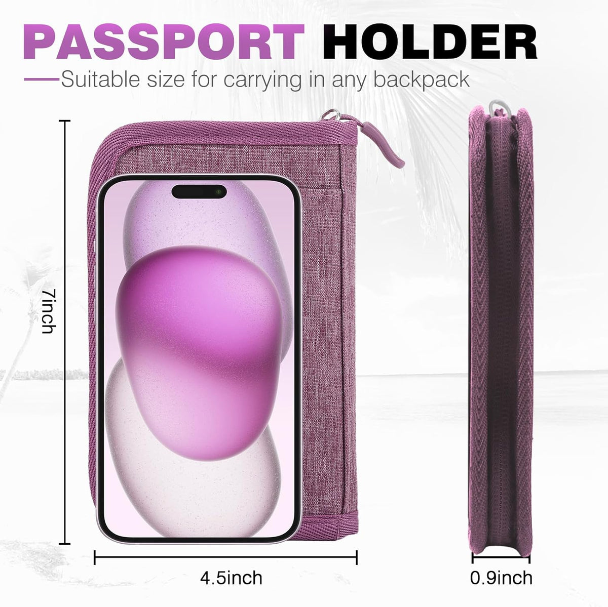 Passport Holder Family RFID Travel Document Organizer for Women Waterproof Passport Wallet Men Portable Case for Cards, Boarding Pass, ID, Money, Tickets with Zipper