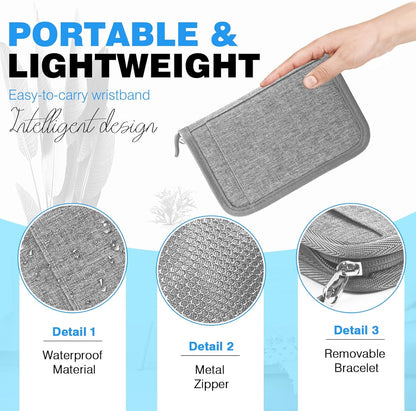 Passport Holder Family RFID Travel Document Organizer for Women Waterproof Passport Wallet Men Portable Case for Cards, Boarding Pass, ID, Money, Tickets with Zipper