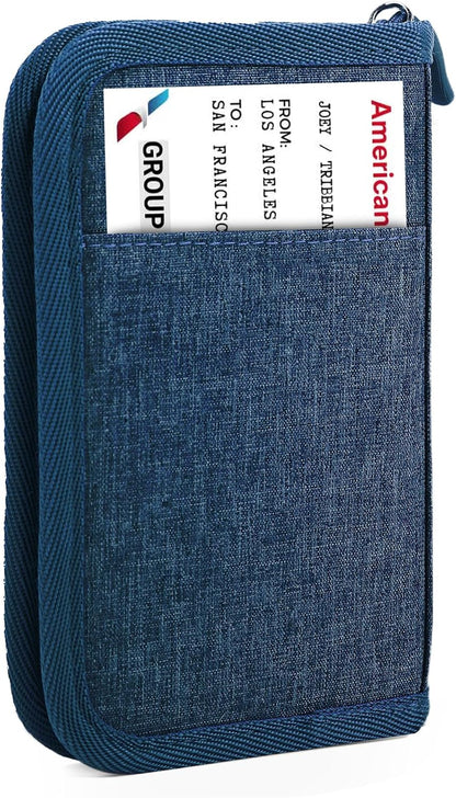 Passport Holder Family RFID Travel Document Organizer for Women Waterproof Passport Wallet Men Portable Case for Cards, Boarding Pass, ID, Money, Tickets with Zipper