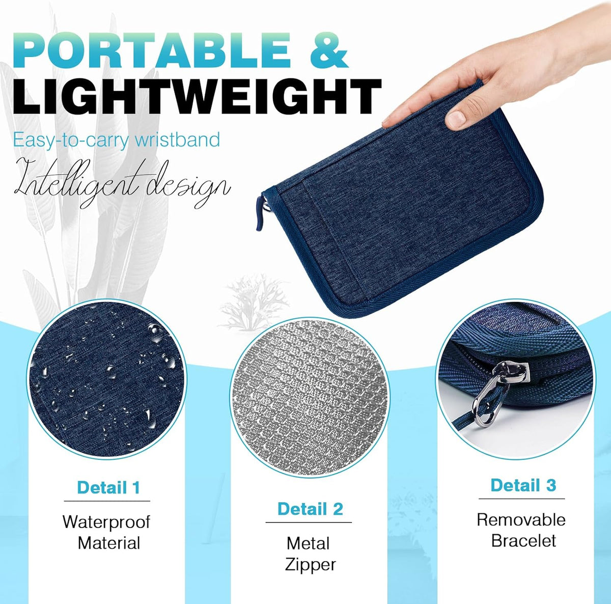 Passport Holder Family RFID Travel Document Organizer for Women Waterproof Passport Wallet Men Portable Case for Cards, Boarding Pass, ID, Money, Tickets with Zipper
