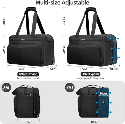 Underseat Carry On Luggage Lightweight Travel Tote Weekender Bag Overnight Duffle for Trip, Travel Essentials Personal Item Travel Bag for Women and Men,Black