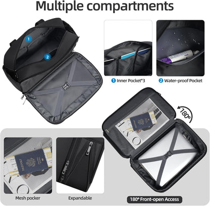 Underseat Carry On Luggage Lightweight Travel Tote Weekender Bag Overnight Duffle for Trip, Travel Essentials Personal Item Travel Bag for Women and Men,Black