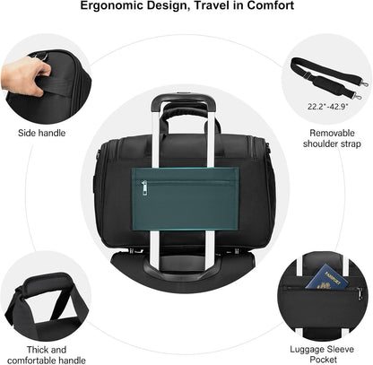 Underseat Carry On Luggage Lightweight Travel Tote Weekender Bag Overnight Duffle for Trip, Travel Essentials Personal Item Travel Bag for Women and Men,Black