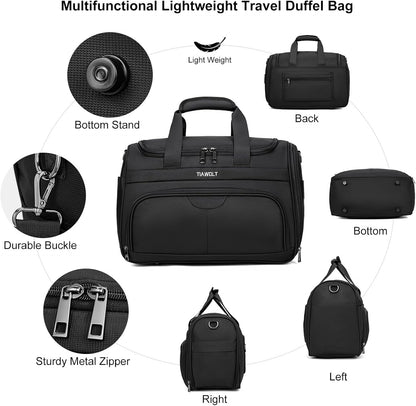 Underseat Carry On Luggage Lightweight Travel Tote Weekender Bag Overnight Duffle for Trip, Travel Essentials Personal Item Travel Bag for Women and Men,Black