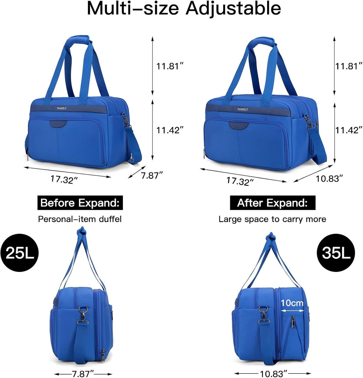 Underseat Carry On Luggage Lightweight Travel Tote Weekender Bag Overnight Duffle for Trip, Travel Essentials Personal Item Travel Bag for Women and Men,Black