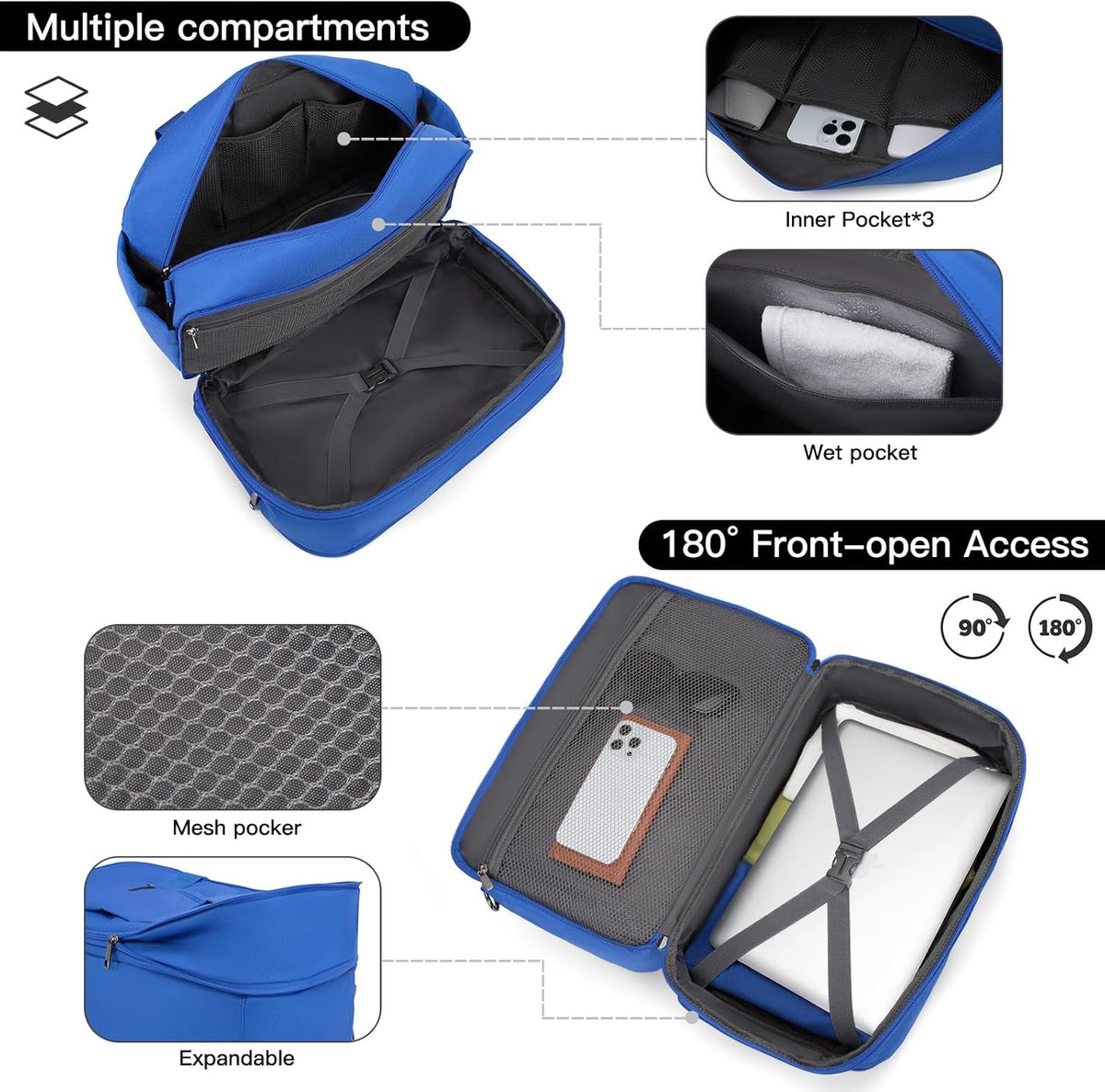 Underseat Carry On Luggage Lightweight Travel Tote Weekender Bag Overnight Duffle for Trip, Travel Essentials Personal Item Travel Bag for Women and Men,Black