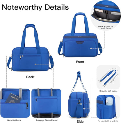 Underseat Carry On Luggage Lightweight Travel Tote Weekender Bag Overnight Duffle for Trip, Travel Essentials Personal Item Travel Bag for Women and Men,Black