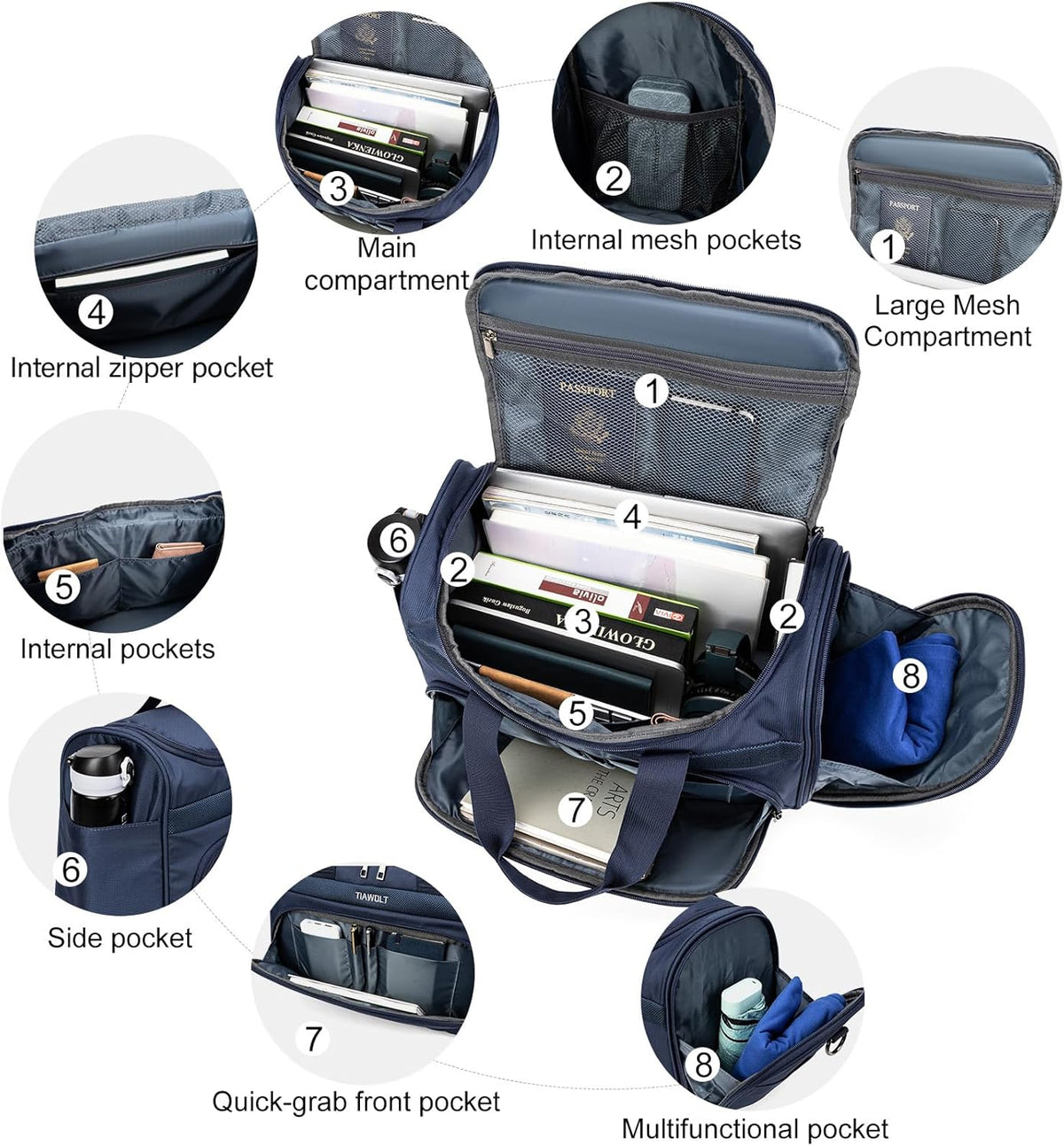 Underseat Carry On Luggage Lightweight Travel Tote Weekender Bag Overnight Duffle for Trip, Travel Essentials Personal Item Travel Bag for Women and Men,Black
