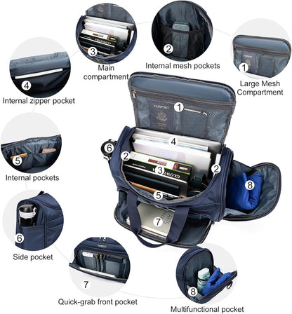 Underseat Carry On Luggage Lightweight Travel Tote Weekender Bag Overnight Duffle for Trip, Travel Essentials Personal Item Travel Bag for Women and Men,Black