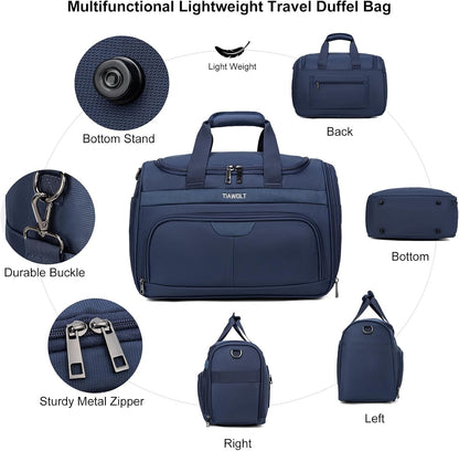 Underseat Carry On Luggage Lightweight Travel Tote Weekender Bag Overnight Duffle for Trip, Travel Essentials Personal Item Travel Bag for Women and Men,Black
