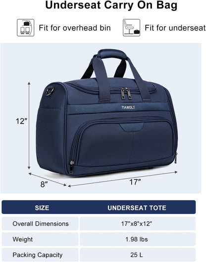 Underseat Carry On Luggage Lightweight Travel Tote Weekender Bag Overnight Duffle for Trip, Travel Essentials Personal Item Travel Bag for Women and Men,Black