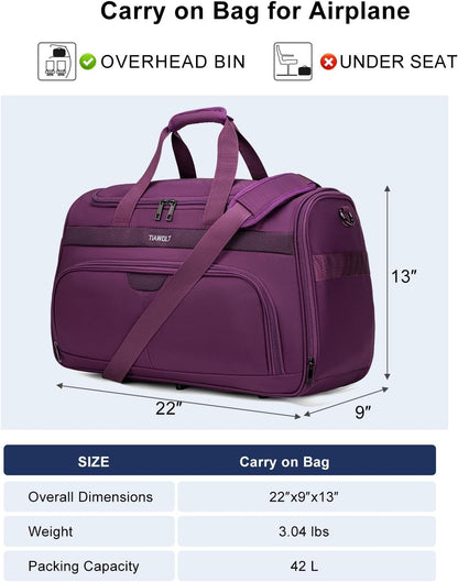 Underseat Carry On Luggage Lightweight Travel Tote Weekender Bag Overnight Duffle for Trip, Travel Essentials Personal Item Travel Bag for Women and Men,Black