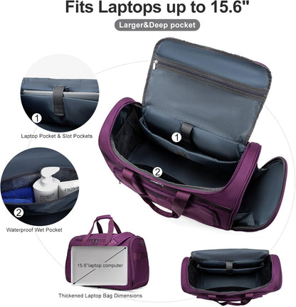 Underseat Carry On Luggage Lightweight Travel Tote Weekender Bag Overnight Duffle for Trip, Travel Essentials Personal Item Travel Bag for Women and Men,Black