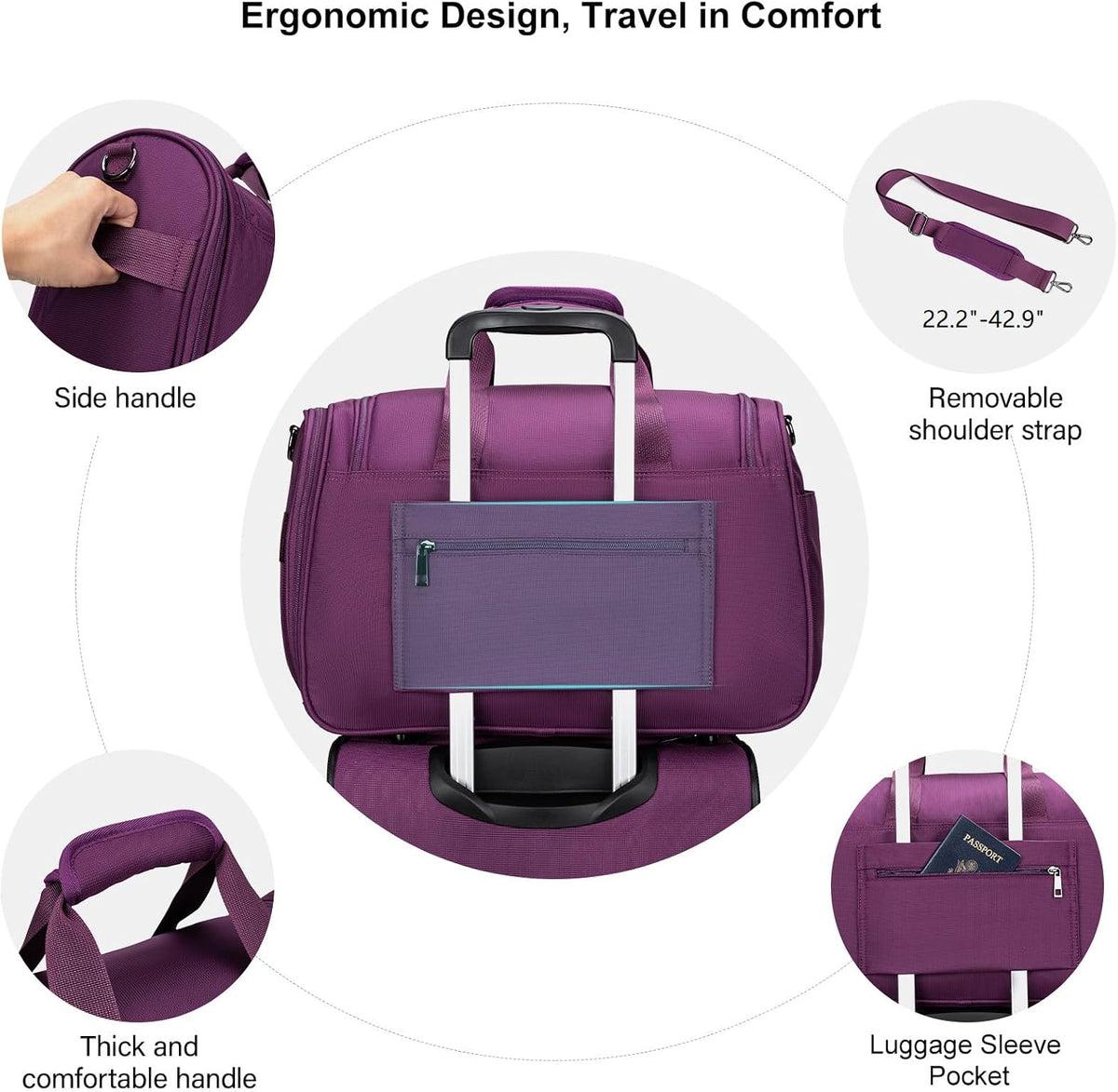Underseat Carry On Luggage Lightweight Travel Tote Weekender Bag Overnight Duffle for Trip, Travel Essentials Personal Item Travel Bag for Women and Men,Black