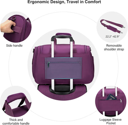Underseat Carry On Luggage Lightweight Travel Tote Weekender Bag Overnight Duffle for Trip, Travel Essentials Personal Item Travel Bag for Women and Men,Black