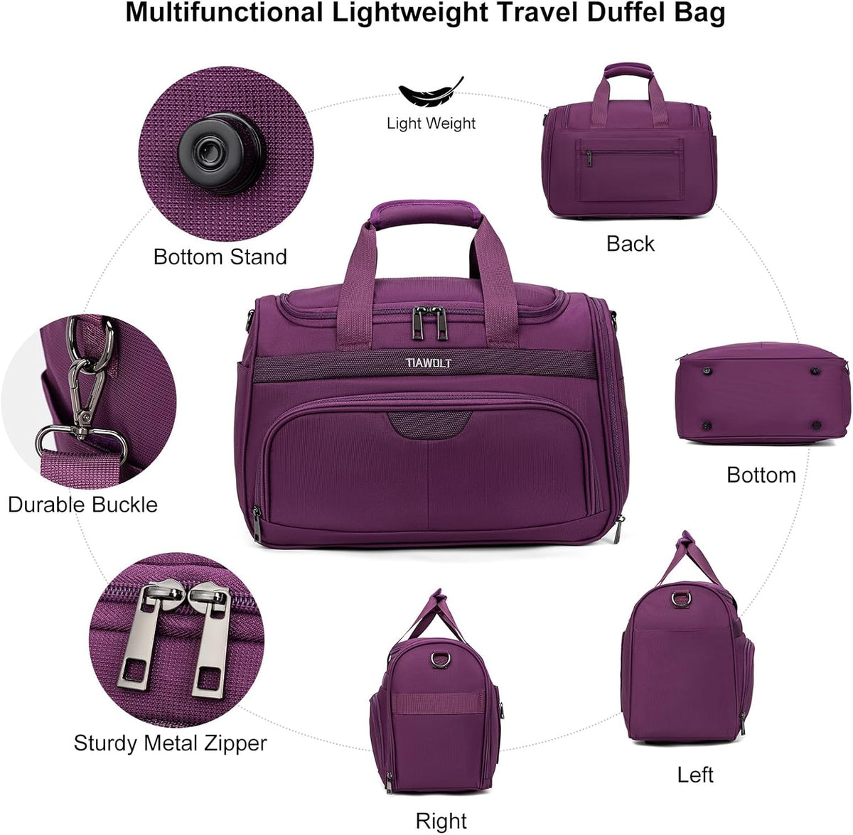 Underseat Carry On Luggage Lightweight Travel Tote Weekender Bag Overnight Duffle for Trip, Travel Essentials Personal Item Travel Bag for Women and Men,Black