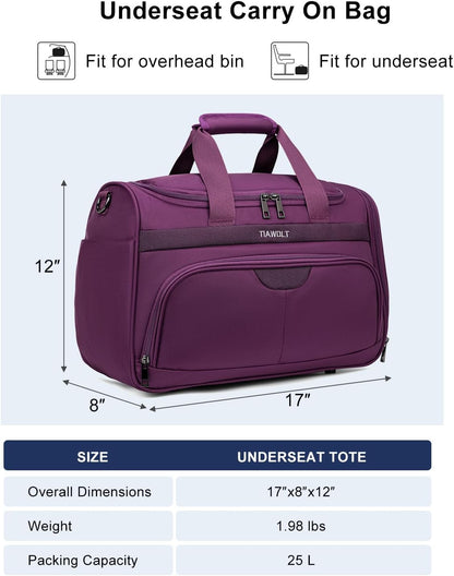 Underseat Carry On Luggage Lightweight Travel Tote Weekender Bag Overnight Duffle for Trip, Travel Essentials Personal Item Travel Bag for Women and Men,Black