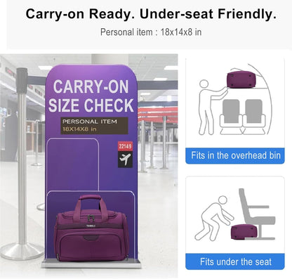 Underseat Carry On Luggage Lightweight Travel Tote Weekender Bag Overnight Duffle for Trip, Travel Essentials Personal Item Travel Bag for Women and Men,Black