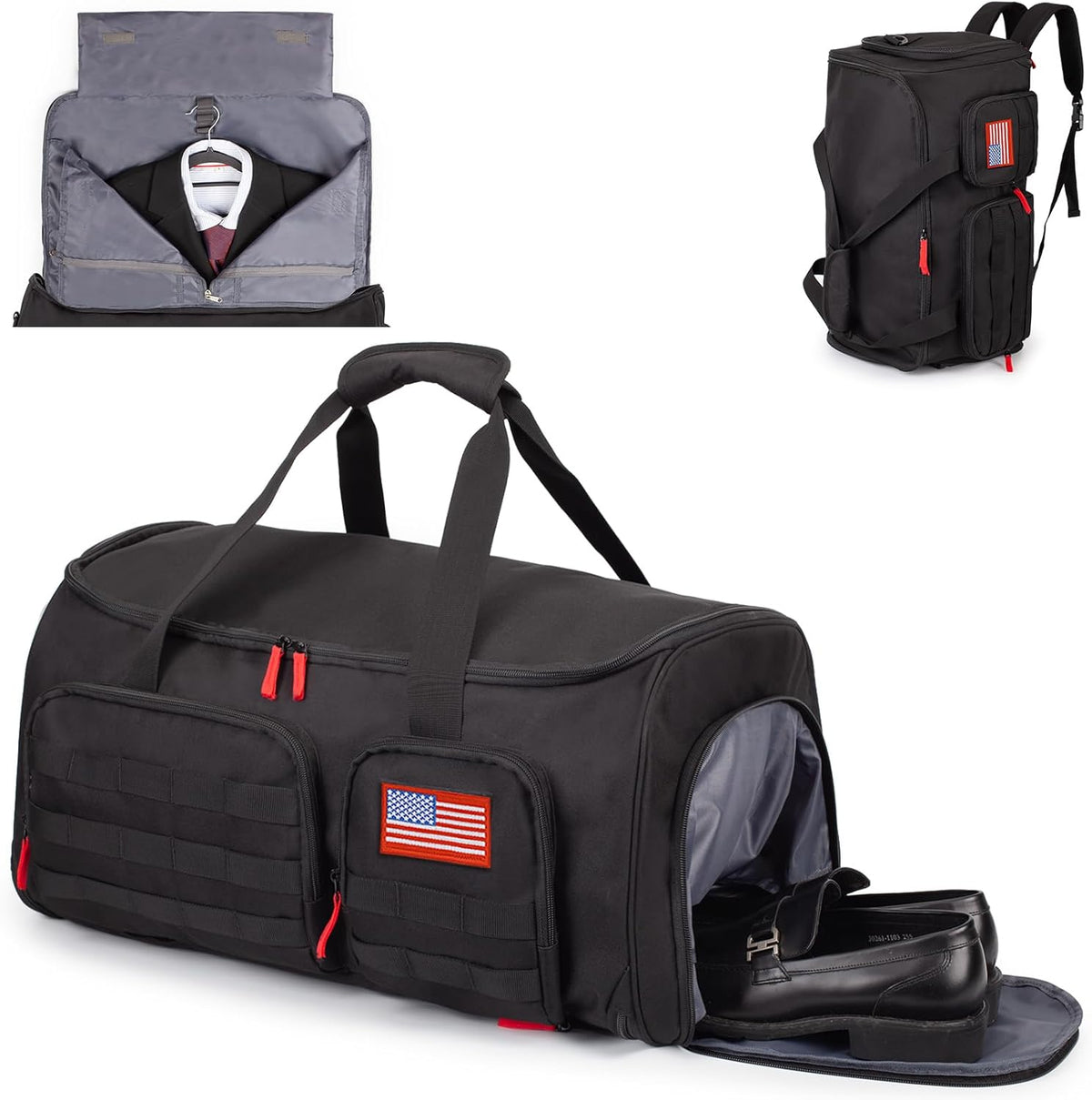 Duffle Bag for Men,Tactical Duffle Bags for Travel,55L Large Capacity Convertible Garment Bag With Shoes Compartment, Multi-functional Gym Bags Suit Bag for Traveling Workout Business Trip