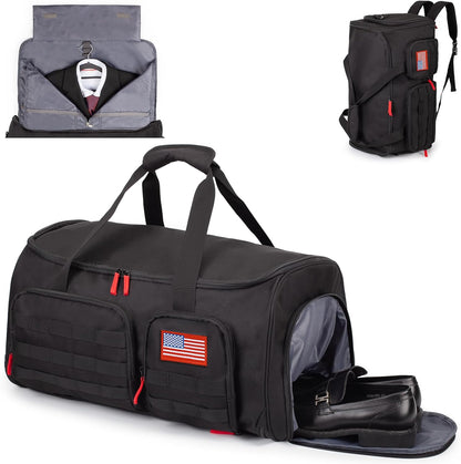 Duffle Bag for Men,Tactical Duffle Bags for Travel,55L Large Capacity Convertible Garment Bag With Shoes Compartment, Multi-functional Gym Bags Suit Bag for Traveling Workout Business Trip