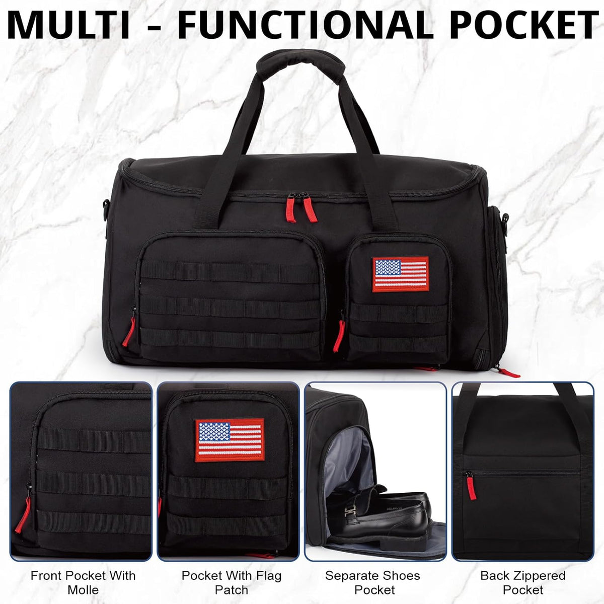 Duffle Bag for Men,Tactical Duffle Bags for Travel,55L Large Capacity Convertible Garment Bag With Shoes Compartment, Multi-functional Gym Bags Suit Bag for Traveling Workout Business Trip