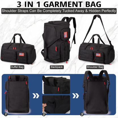 Duffle Bag for Men,Tactical Duffle Bags for Travel,55L Large Capacity Convertible Garment Bag With Shoes Compartment, Multi-functional Gym Bags Suit Bag for Traveling Workout Business Trip