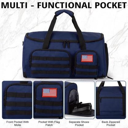 Duffle Bag for Men,Tactical Duffle Bags for Travel,55L Large Capacity Convertible Garment Bag With Shoes Compartment, Multi-functional Gym Bags Suit Bag for Traveling Workout Business Trip