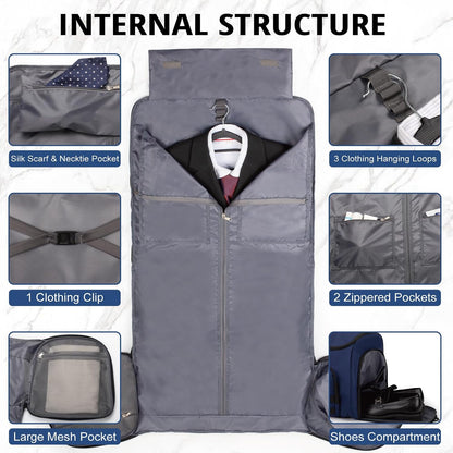 Duffle Bag for Men,Tactical Duffle Bags for Travel,55L Large Capacity Convertible Garment Bag With Shoes Compartment, Multi-functional Gym Bags Suit Bag for Traveling Workout Business Trip