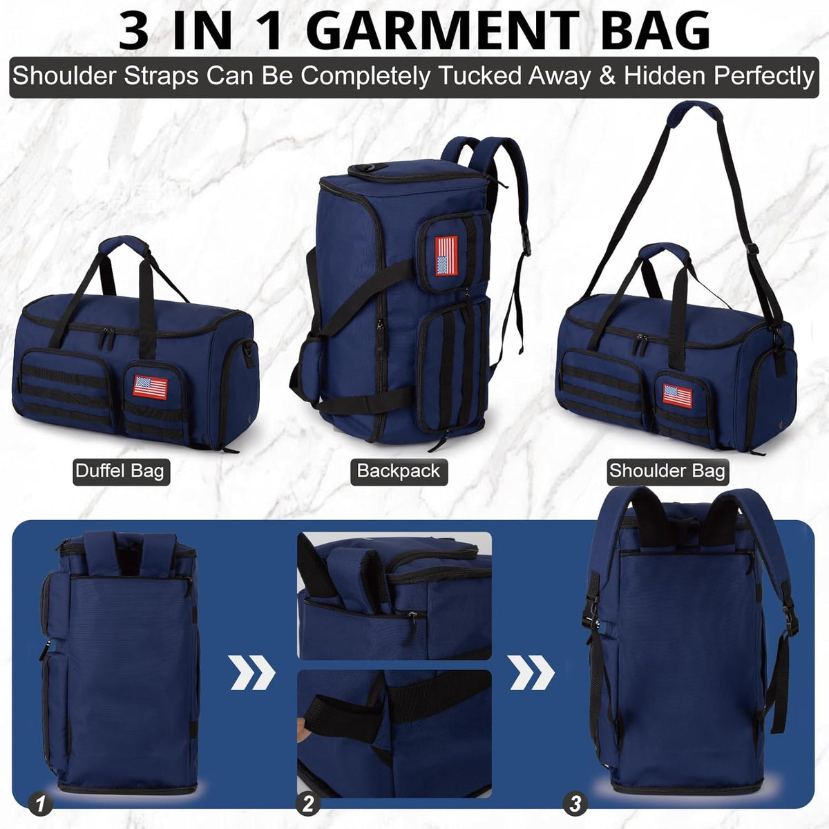 Duffle Bag for Men,Tactical Duffle Bags for Travel,55L Large Capacity Convertible Garment Bag With Shoes Compartment, Multi-functional Gym Bags Suit Bag for Traveling Workout Business Trip