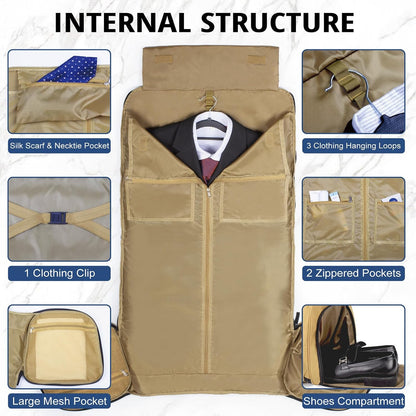 Duffle Bag for Men,Tactical Duffle Bags for Travel,55L Large Capacity Convertible Garment Bag With Shoes Compartment, Multi-functional Gym Bags Suit Bag for Traveling Workout Business Trip