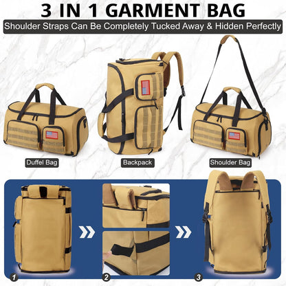 Duffle Bag for Men,Tactical Duffle Bags for Travel,55L Large Capacity Convertible Garment Bag With Shoes Compartment, Multi-functional Gym Bags Suit Bag for Traveling Workout Business Trip