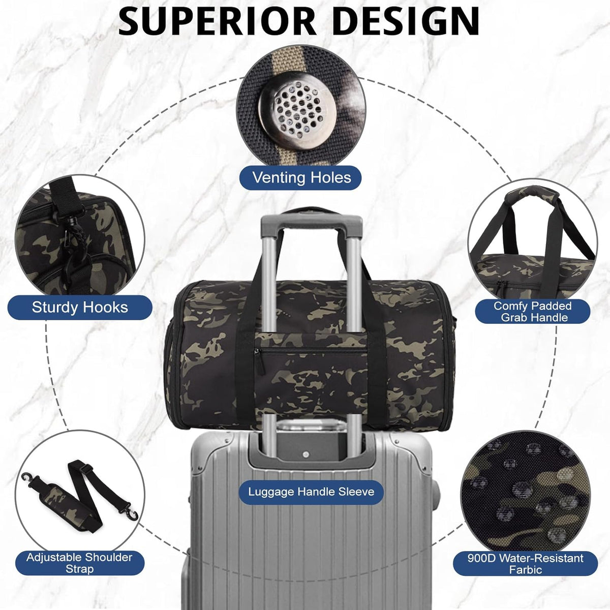 Duffle Bag for Men,Tactical Duffle Bags for Travel,55L Large Capacity Convertible Garment Bag With Shoes Compartment, Multi-functional Gym Bags Suit Bag for Traveling Workout Business Trip