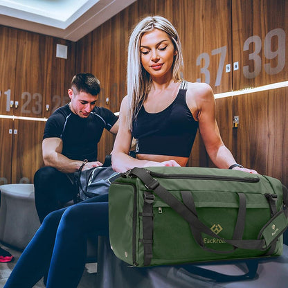 Large Sports Gym Bag, Travel Duffel bag with Wet Pocket & Shoes Compartment for men women, 65L, Lightweight