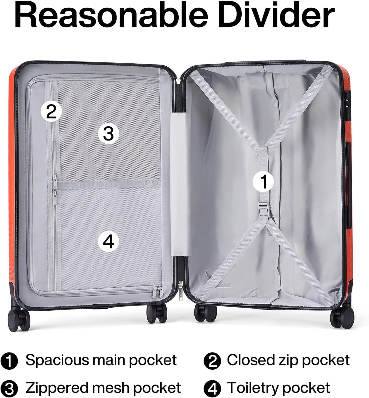 14 Inch Underseat Carry On Luggage with Wheels Hard Shell Suitcases Lightweight Small Luggage for Weekender Mini Suitcase Carry On Bag Travel Luggage for Travel Rolling Suitcase.(Orange)