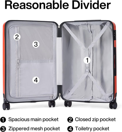 14 Inch Underseat Carry On Luggage with Wheels Hard Shell Suitcases Lightweight Small Luggage for Weekender Mini Suitcase Carry On Bag Travel Luggage for Travel Rolling Suitcase.(Orange)