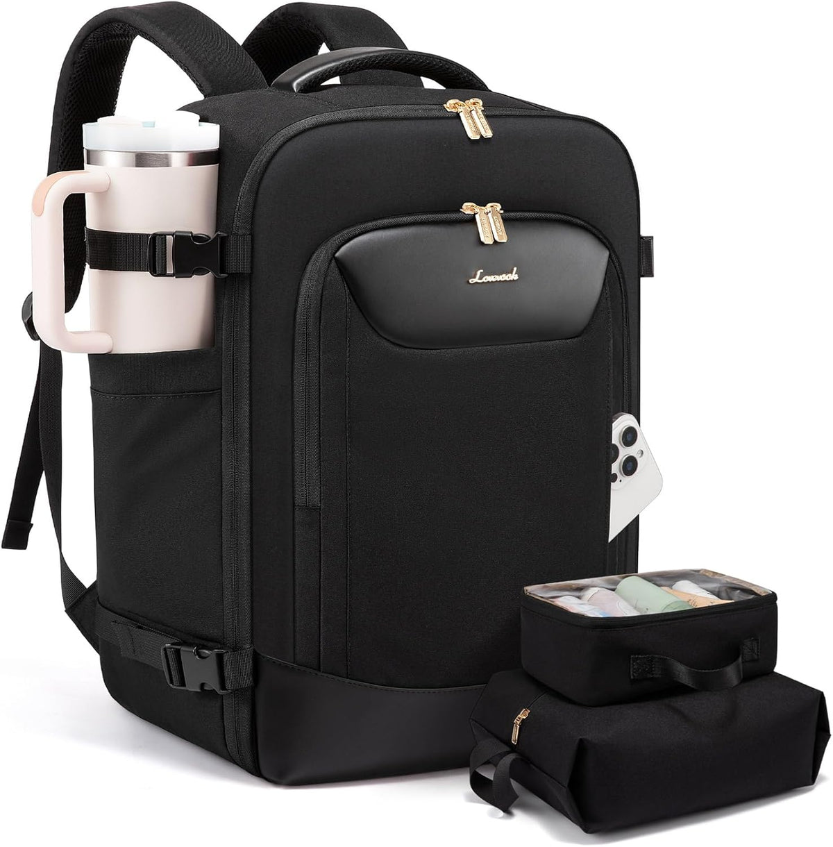 40L Travel Backpack for Women Men, Large Carry on Backpack for Airplanes TSA Personal Item Travel Bag fits 15.6" Laptop, Waterproof Weekender Essentials Airline Approved with 2 Packing Cubes
