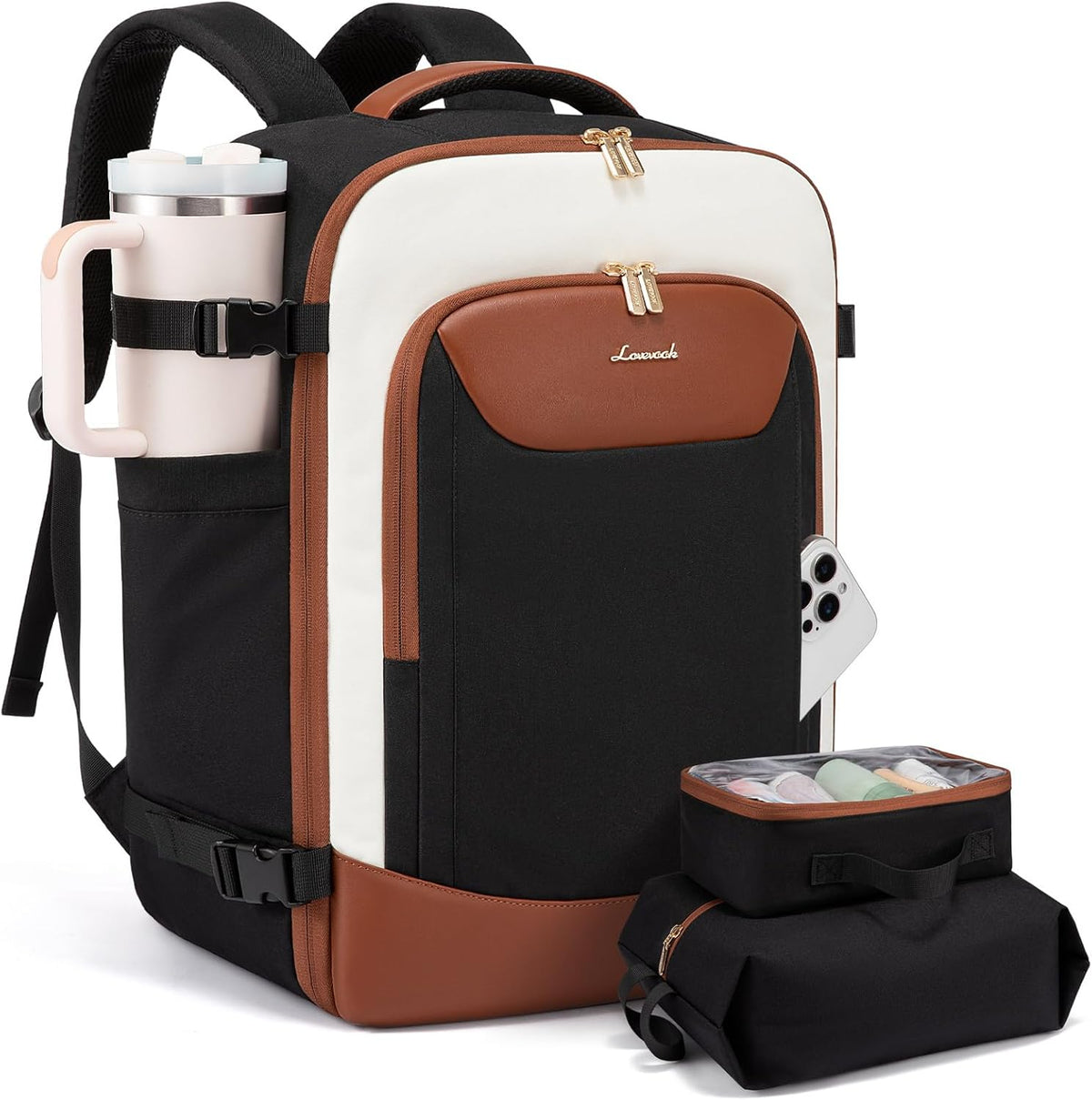 40L Travel Backpack for Women Men, Large Carry on Backpack for Airplanes TSA Personal Item Travel Bag fits 15.6" Laptop, Waterproof Weekender Essentials Airline Approved with 2 Packing Cubes