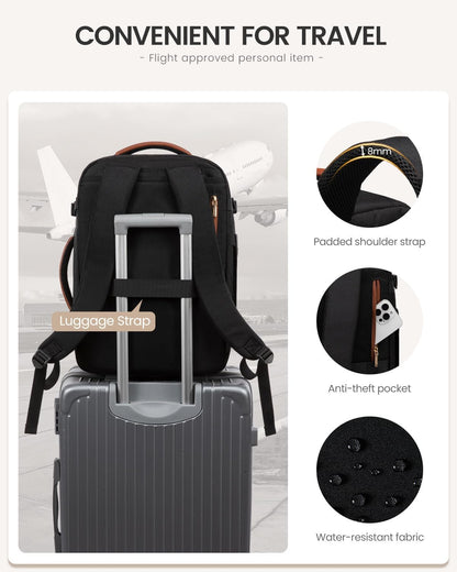 40L Travel Backpack for Women Men, Large Carry on Backpack for Airplanes TSA Personal Item Travel Bag fits 15.6" Laptop, Waterproof Weekender Essentials Airline Approved with 2 Packing Cubes