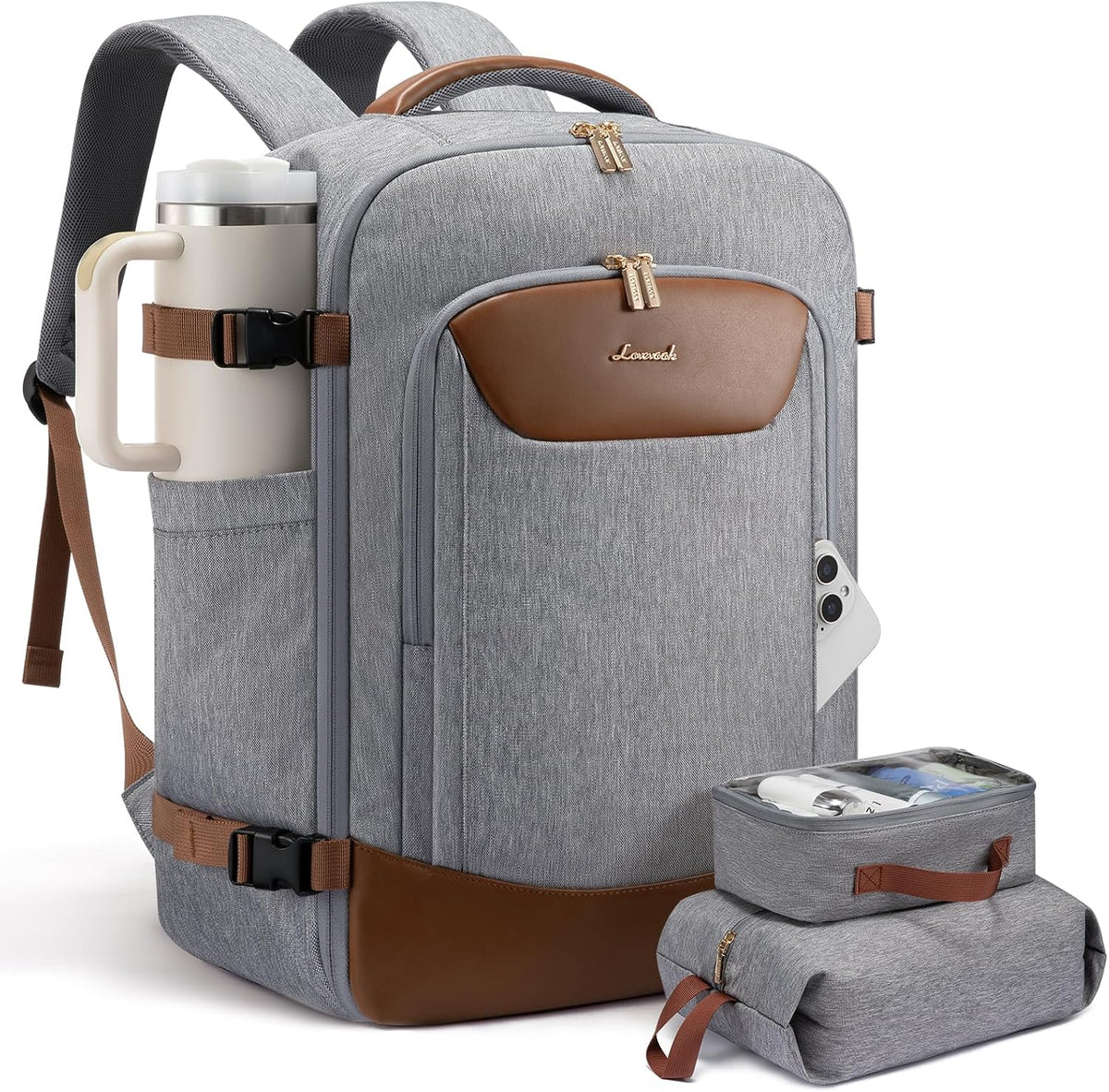 40L Travel Backpack for Women Men, Large Carry on Backpack for Airplanes TSA Personal Item Travel Bag fits 15.6" Laptop, Waterproof Weekender Essentials Airline Approved with 2 Packing Cubes