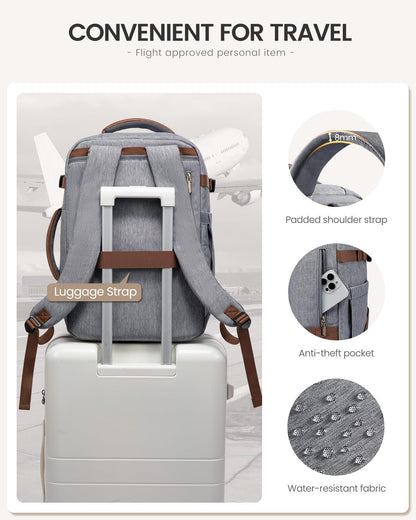 40L Travel Backpack for Women Men, Large Carry on Backpack for Airplanes TSA Personal Item Travel Bag fits 15.6" Laptop, Waterproof Weekender Essentials Airline Approved with 2 Packing Cubes