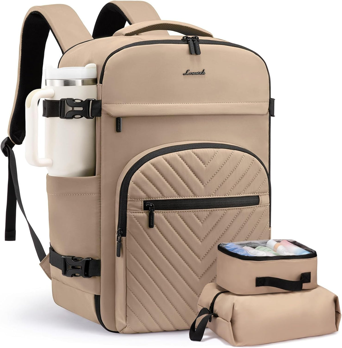 40L Travel Backpack for Women Men, Large Carry on Backpack for Airplanes TSA Personal Item Travel Bag fits 15.6" Laptop, Waterproof Weekender Essentials Airline Approved with 2 Packing Cubes
