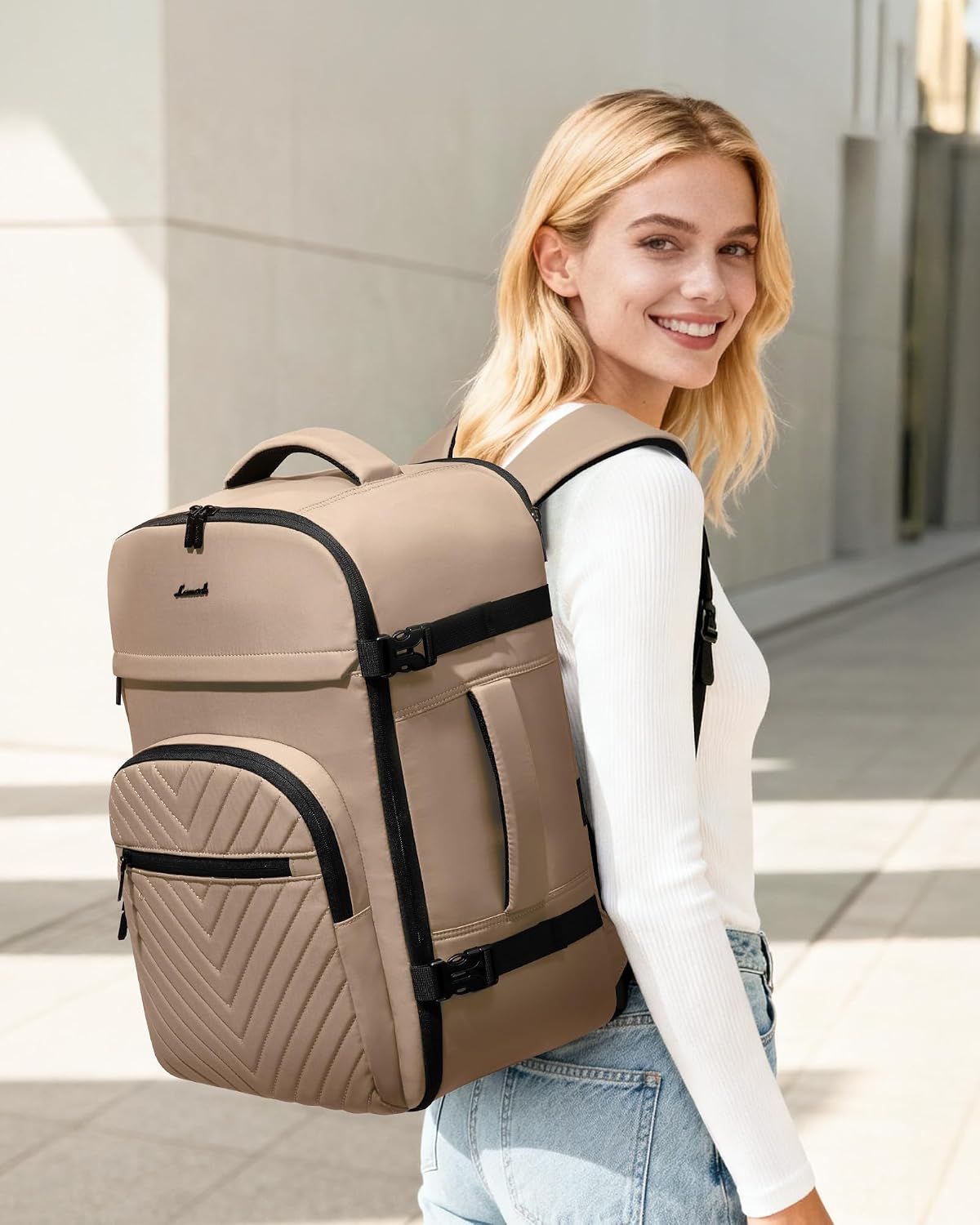40L Travel Backpack for Women Men, Large Carry on Backpack for Airplanes TSA Personal Item Travel Bag fits 15.6" Laptop, Waterproof Weekender Essentials Airline Approved with 2 Packing Cubes