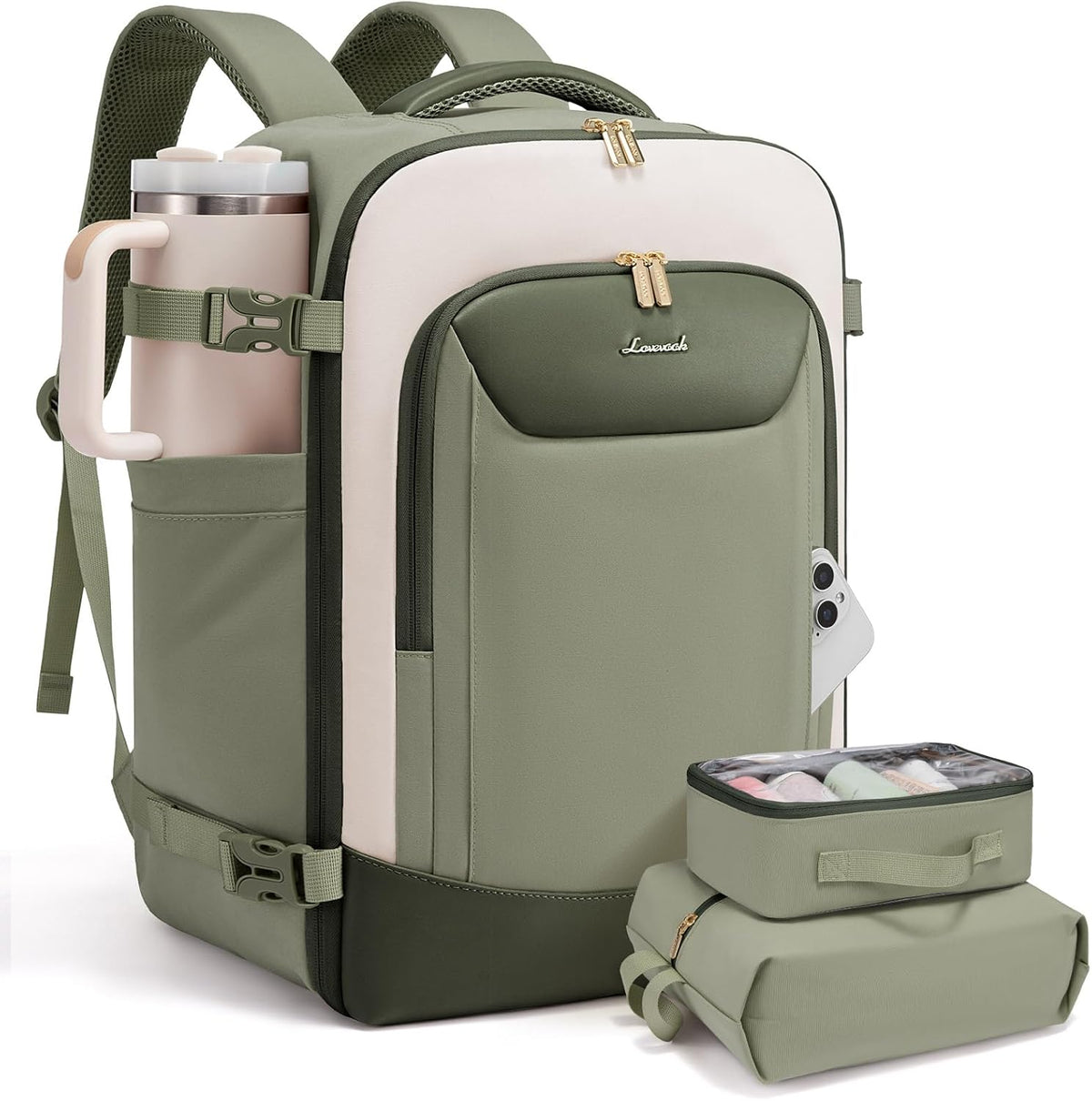 40L Travel Backpack for Women Men, Large Carry on Backpack for Airplanes TSA Personal Item Travel Bag fits 15.6" Laptop, Waterproof Weekender Essentials Airline Approved with 2 Packing Cubes