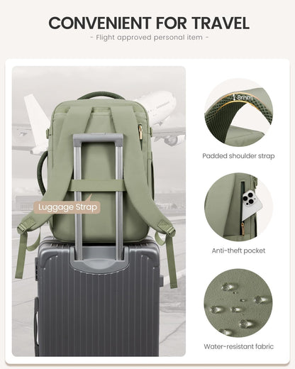 40L Travel Backpack for Women Men, Large Carry on Backpack for Airplanes TSA Personal Item Travel Bag fits 15.6" Laptop, Waterproof Weekender Essentials Airline Approved with 2 Packing Cubes
