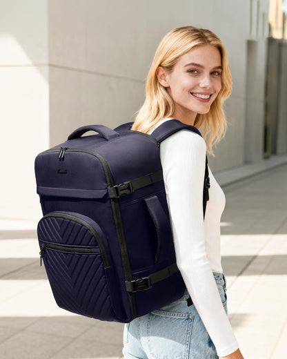 40L Travel Backpack for Women Men, Large Carry on Backpack for Airplanes TSA Personal Item Travel Bag fits 15.6" Laptop, Waterproof Weekender Essentials Airline Approved with 2 Packing Cubes