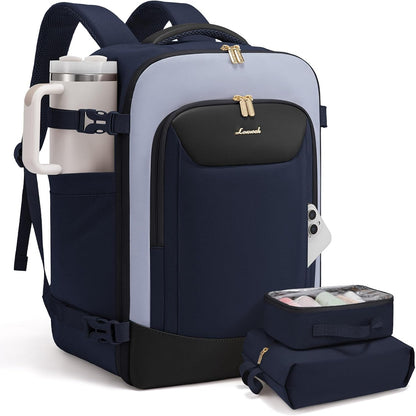 40L Travel Backpack for Women Men, Large Carry on Backpack for Airplanes TSA Personal Item Travel Bag fits 15.6" Laptop, Waterproof Weekender Essentials Airline Approved with 2 Packing Cubes